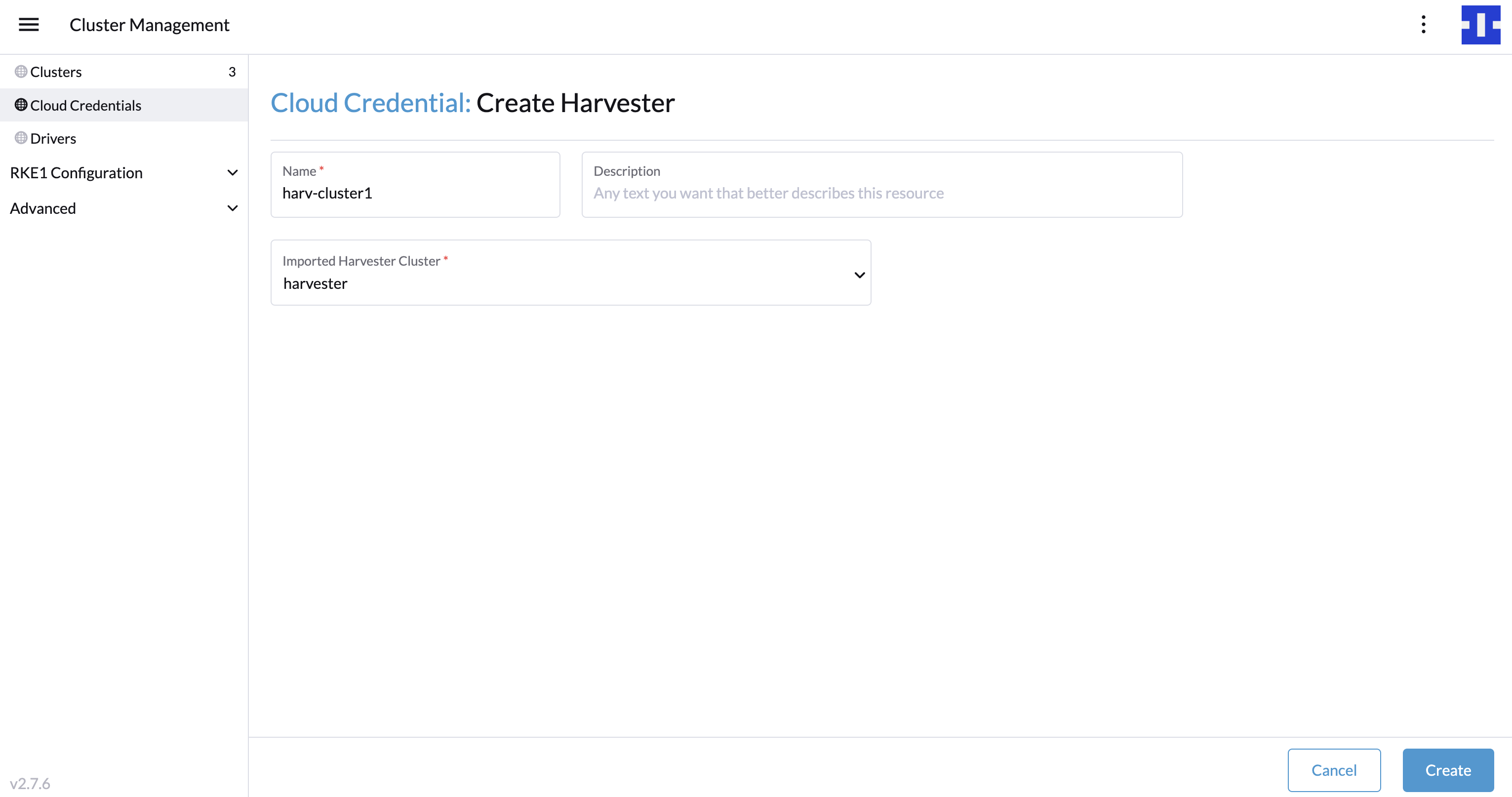 create-harvester-cloud-credentials