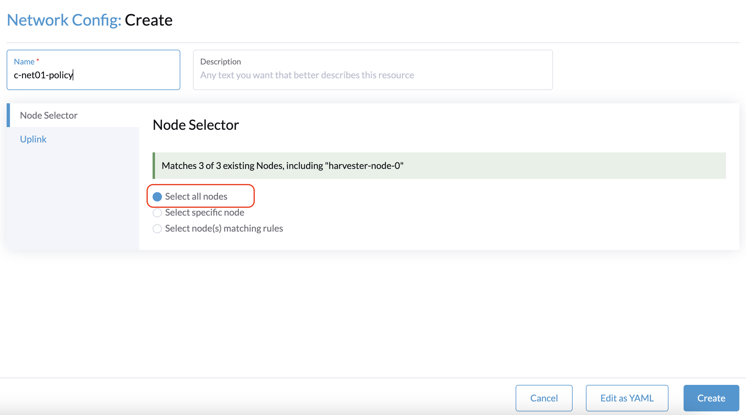 create network config with all nodes