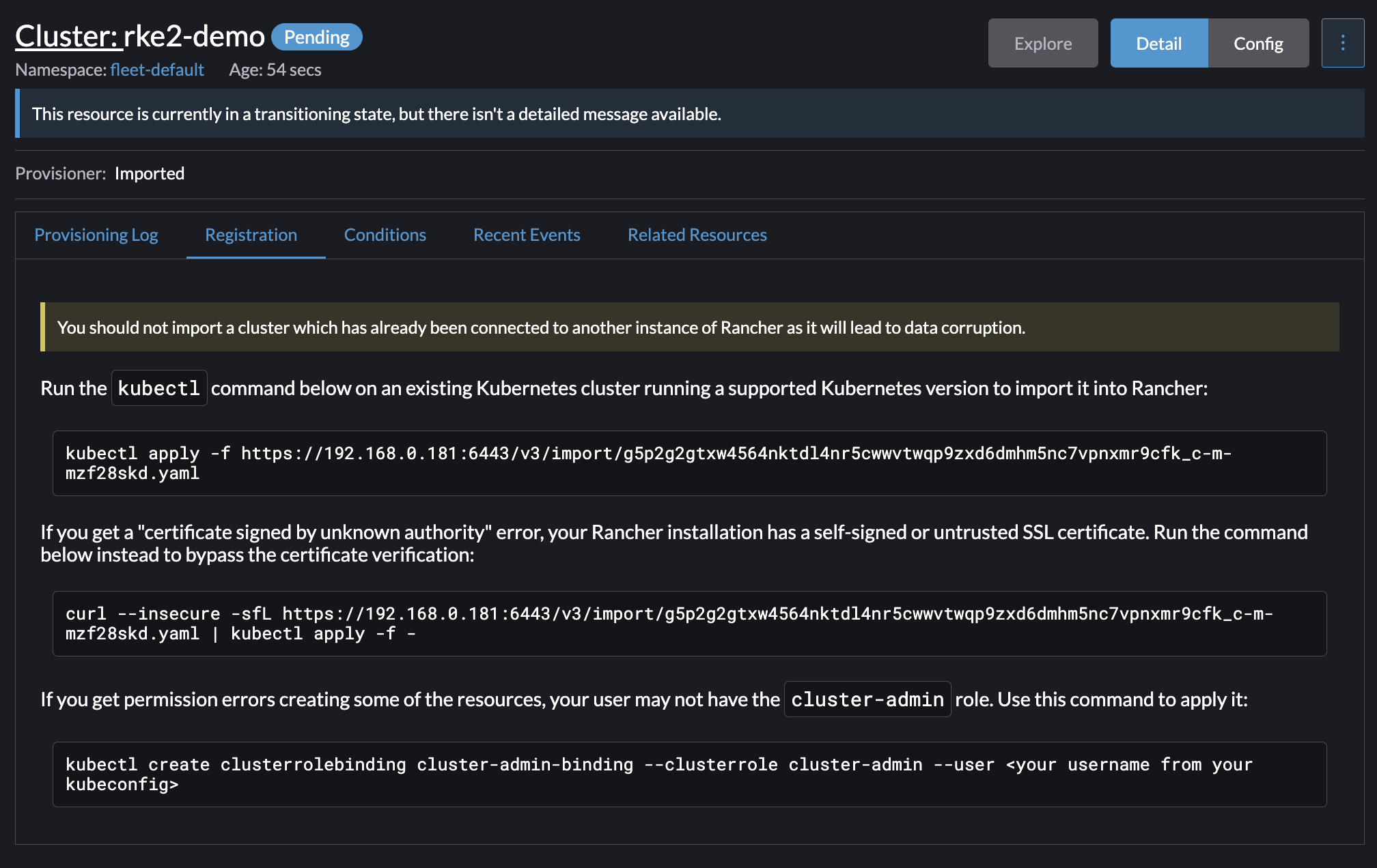 Import Exisging Cluster