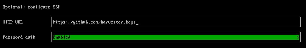 Password authentication enabled