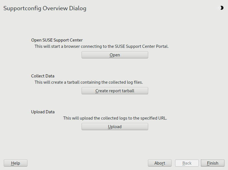 #1: Creating a supportconfig archive with YaST #1: Creating a supportconfig archive with YaST