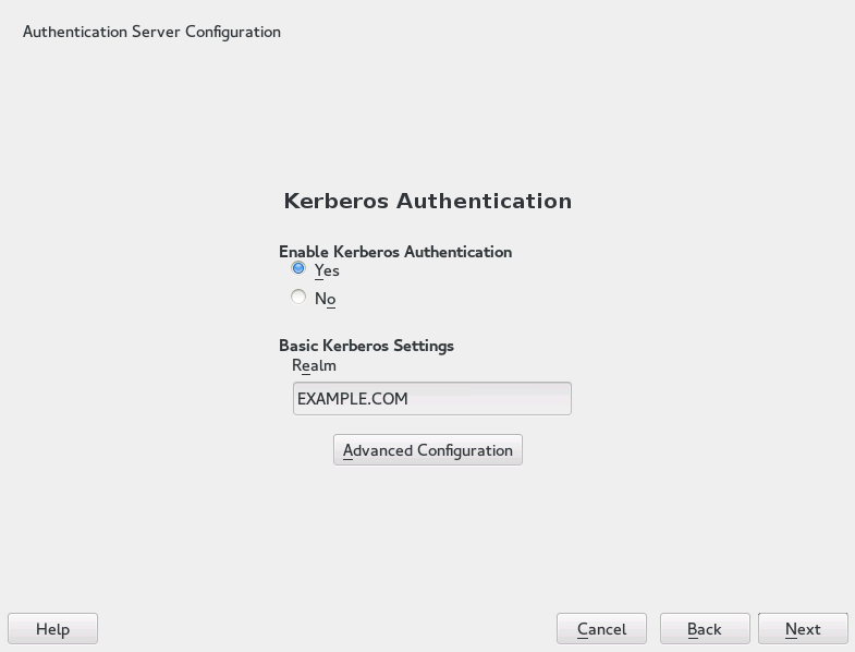 YaST Kerberos Authentication