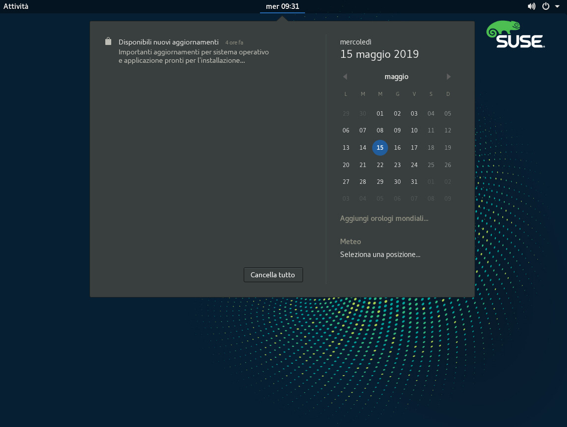 Notifica di aggiornamento sul desktop di GNOME