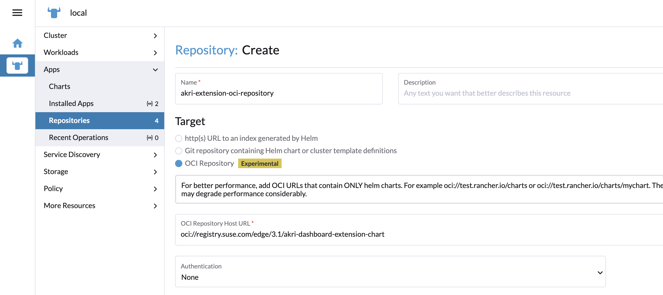 ダッシュボード拡張機能OCIリポジトリの作成 ダッシュボード拡張機能OCIリポジトリの作成