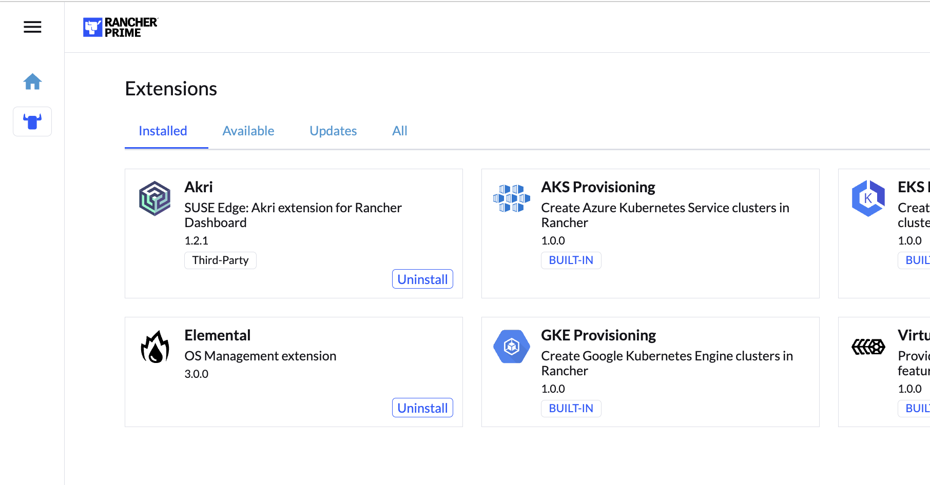 インストール済みダッシュボード拡張機能 インストール済みダッシュボード拡張機能