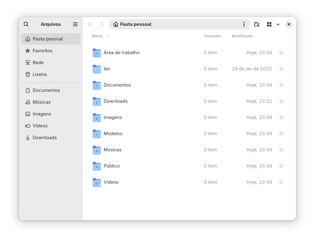 A interface do aplicativo GNOME Files A interface do aplicativo GNOME Files
