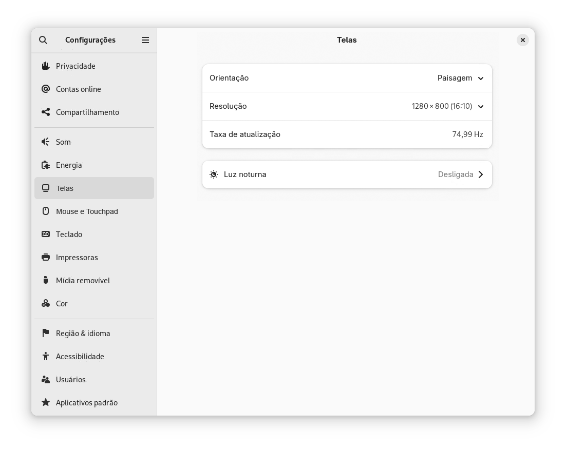 Caixa de diálogo de configurações de um monitor Caixa de diálogo de configurações de um monitor