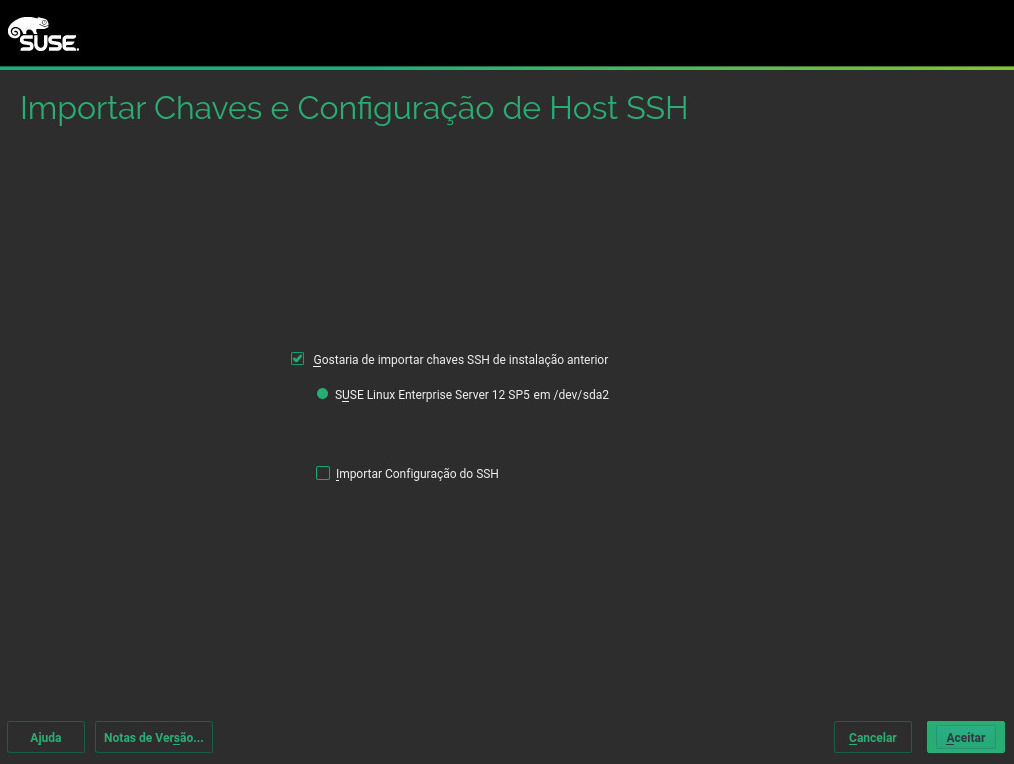 Importar chaves de host SSH e configuração