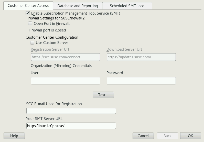 Setting the Update Server Credentials with YaST