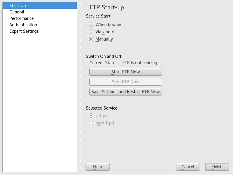 FTP Server Configuration — Start-Up