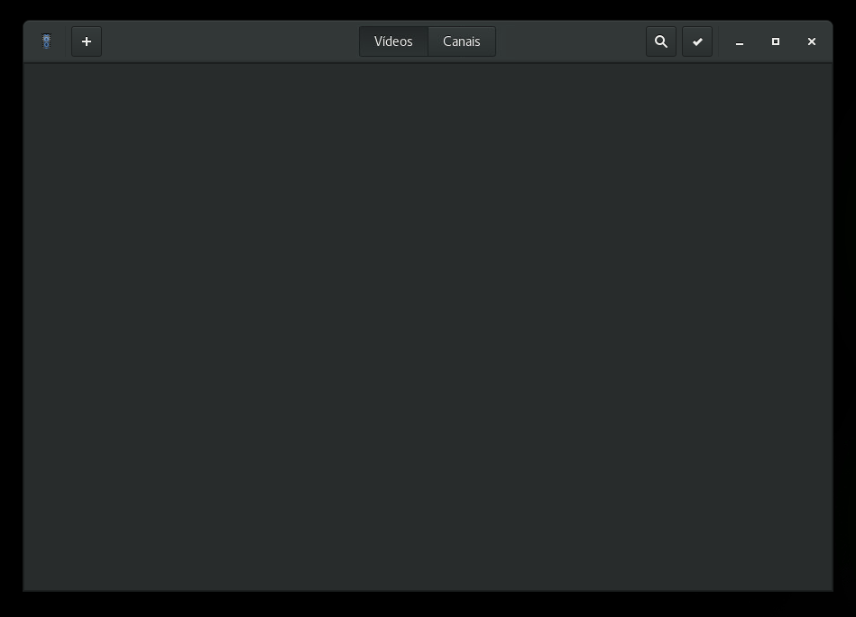 Janela de inicialização do GNOME Videos