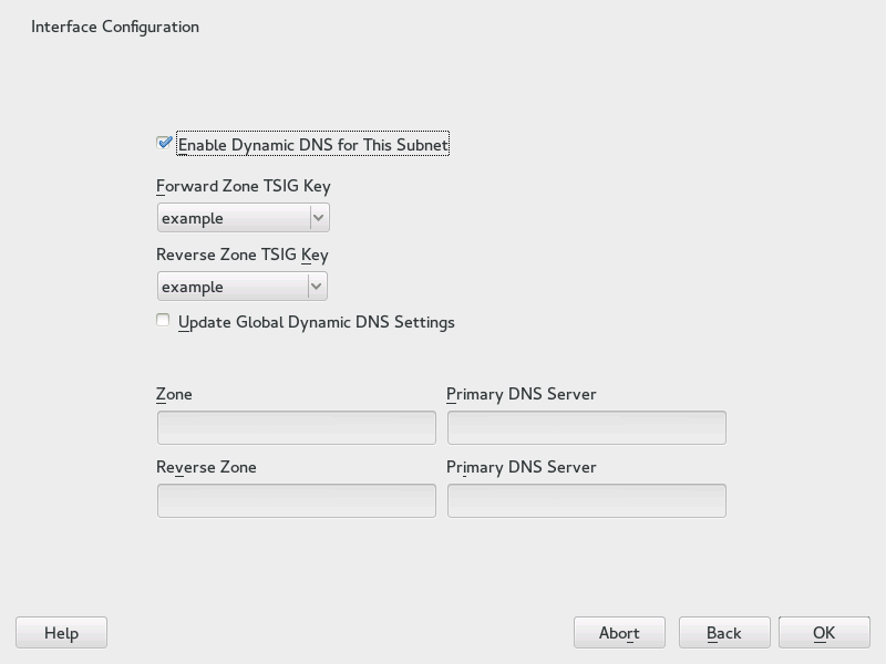 DHCP server: interface configuration for dynamic DNS