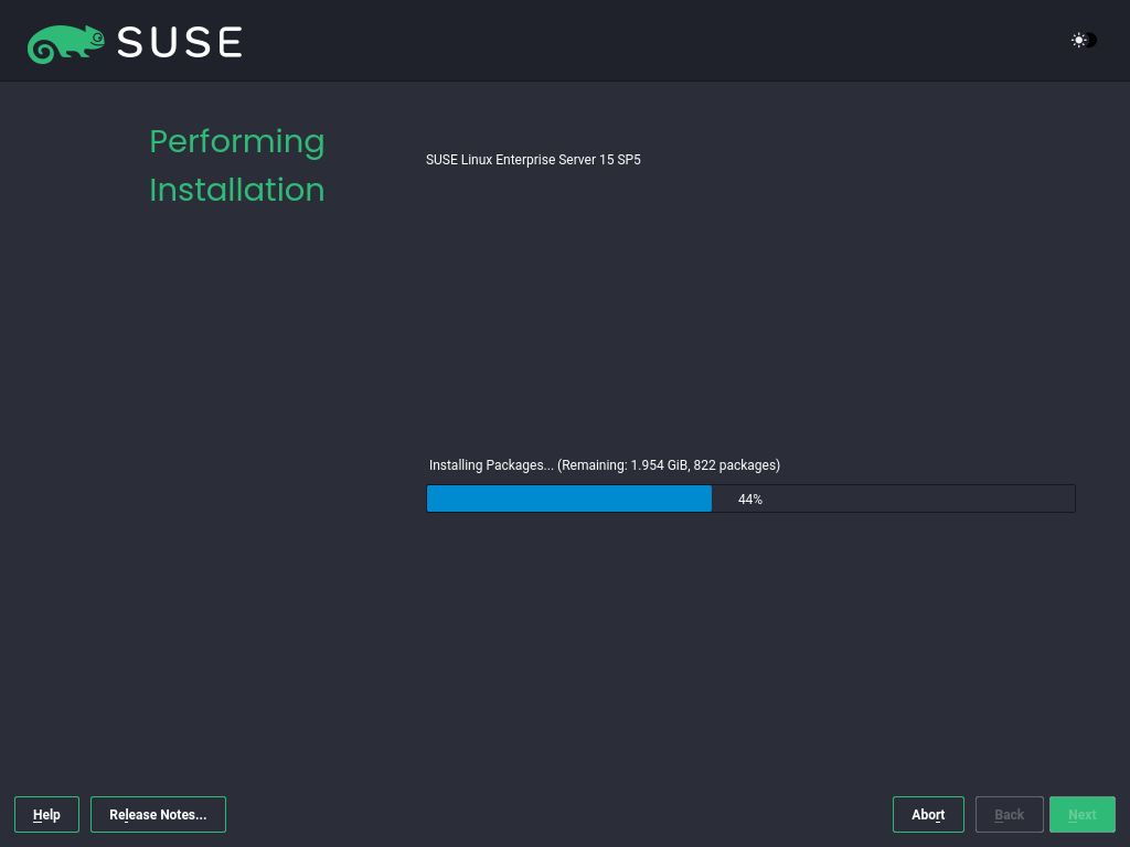 Performing Installation screen Performing Installation screen
