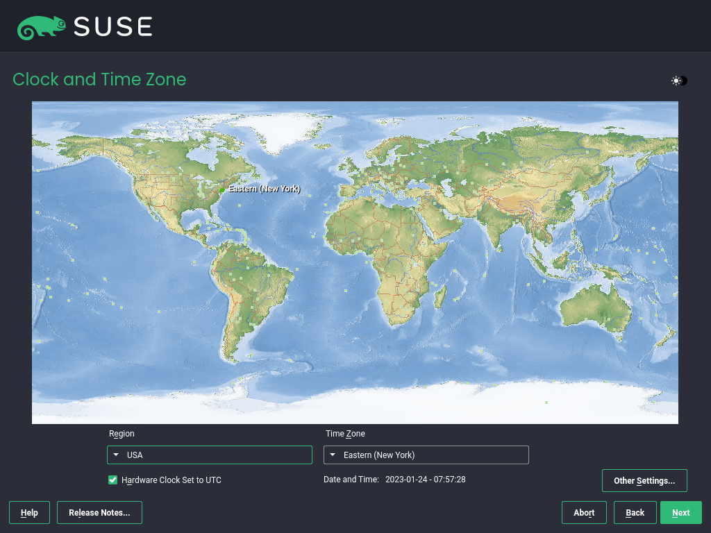 Clock and Time Zone screen Clock and Time Zone screen