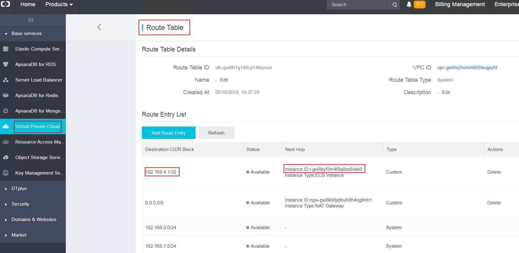 RouteTableHANA0 RouteTableHANA0