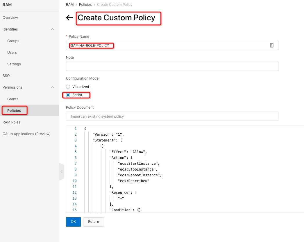 Create Custom Policy Create Custom Policy