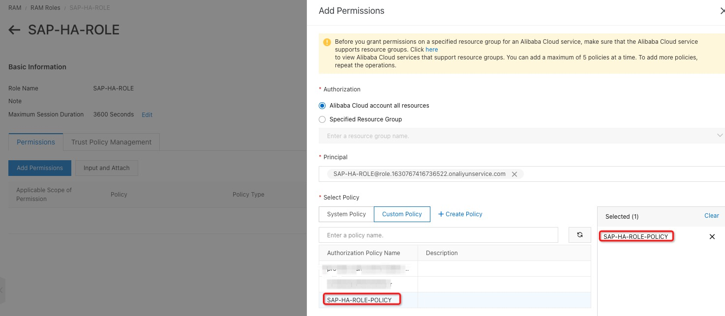RAM role with RAM Policy RAM role with RAM Policy