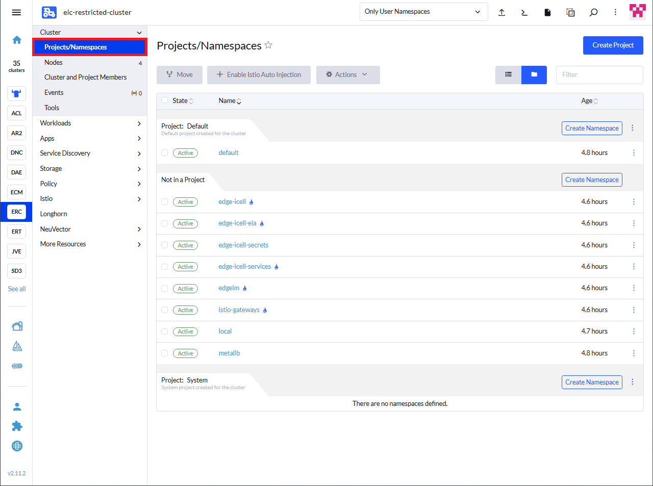SAP Rancher Main Namespaces SAP Rancher Main Namespaces