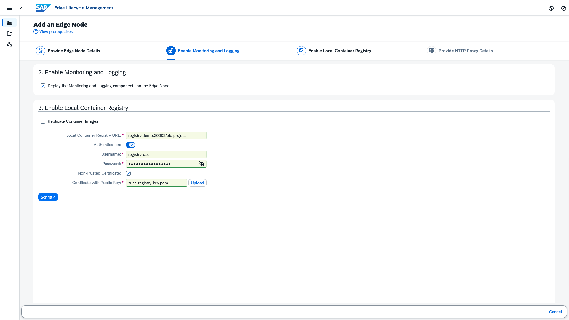 SAP Edge Registry ELM Config SAP Edge Registry ELM Config