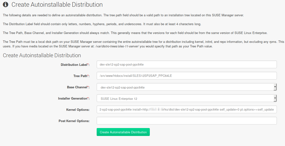 SUSE Manager Web UI - Create Distribution SUSE Manager Web UI - Create Distribution