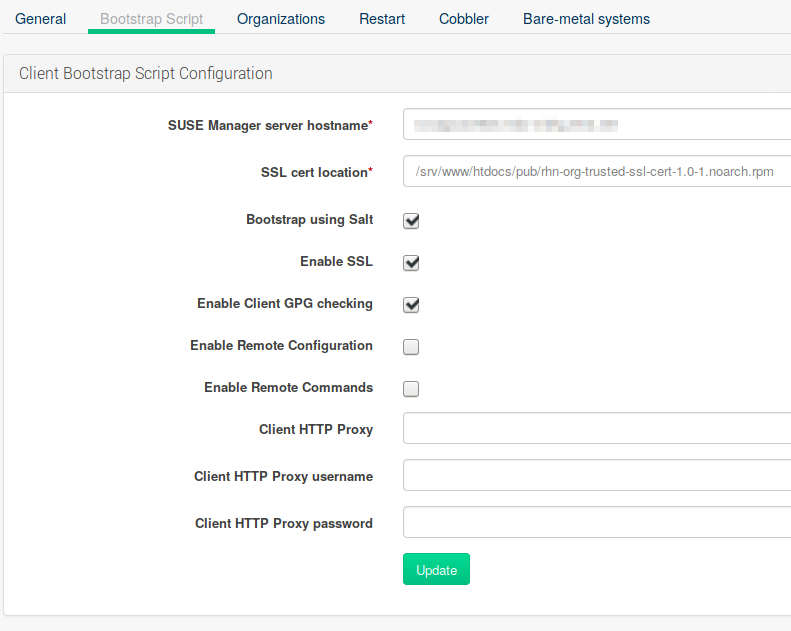 SUSE Manager Web UI - Tab Bootstrap Script SUSE Manager Web UI - Tab Bootstrap Script