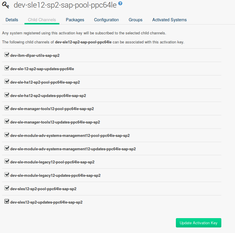 SUSE Manager Web UI - Child Channels SUSE Manager Web UI - Child Channels