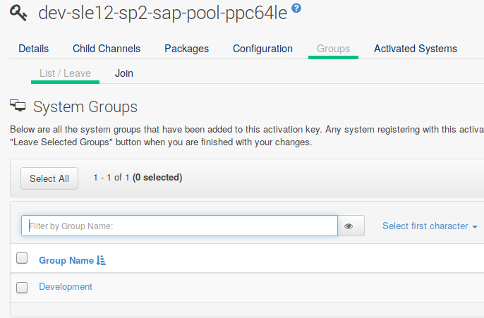 SUSE Manager Web UI - Groups - List/Leave SUSE Manager Web UI - Groups - List/Leave