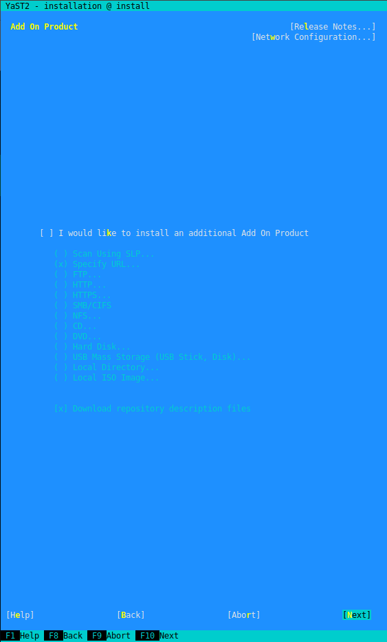 YaST Installation - Add-On Product YaST Installation - Add-On Product