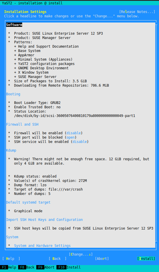 YaST Installation - Installation Settings YaST Installation - Installation Settings