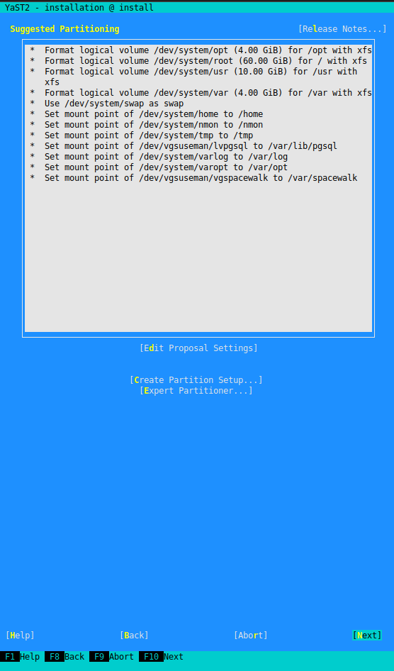 YaST Installation - Suggested Partitioning YaST Installation - Suggested Partitioning