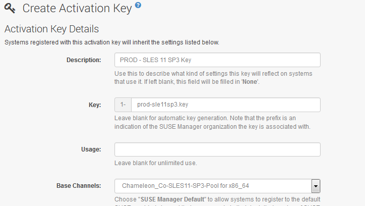 Create Activation Key Screenshot Create Activation Key Screenshot
