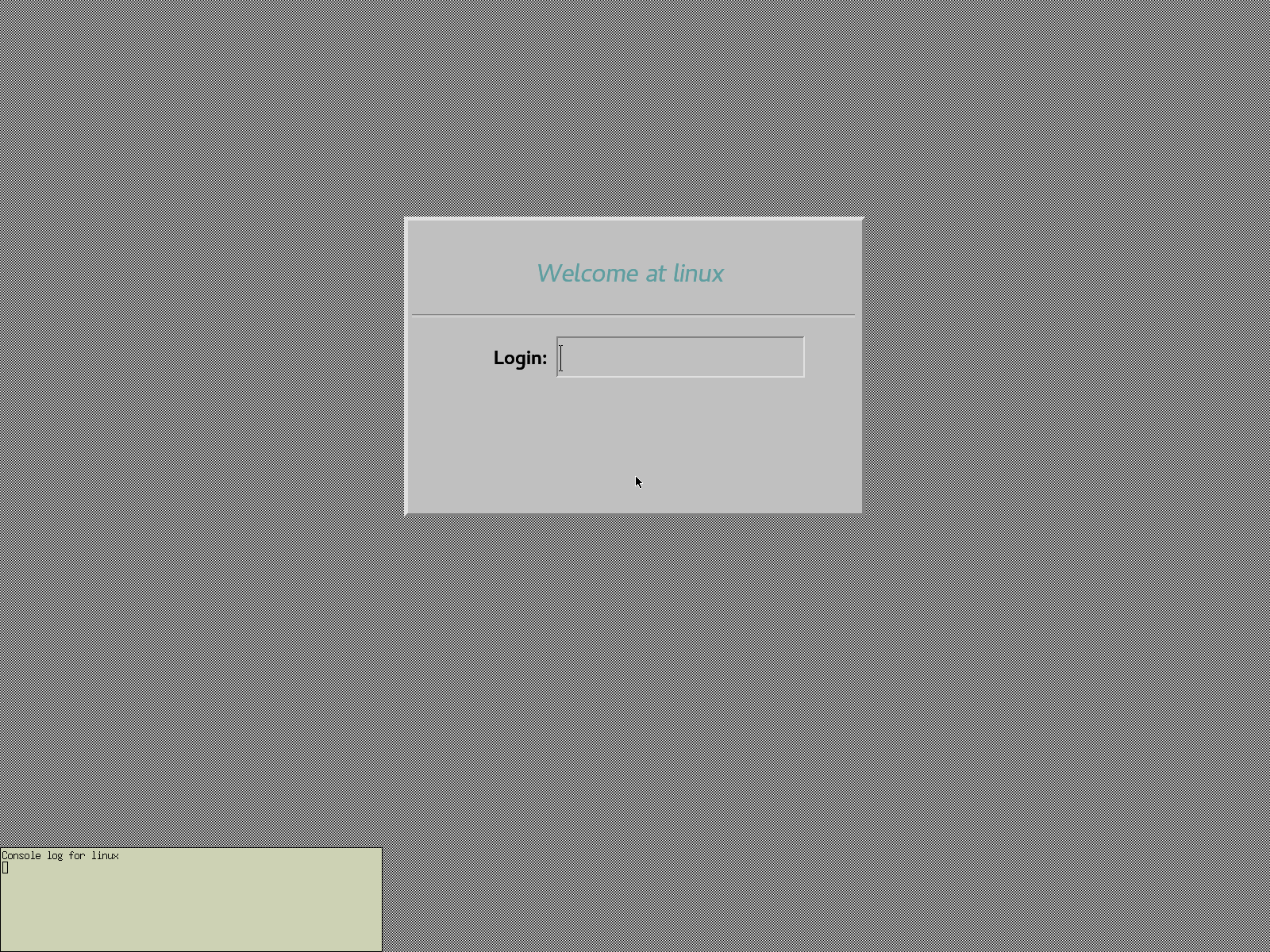 XDM login screen after the system has booted XDM login screen after the system has booted