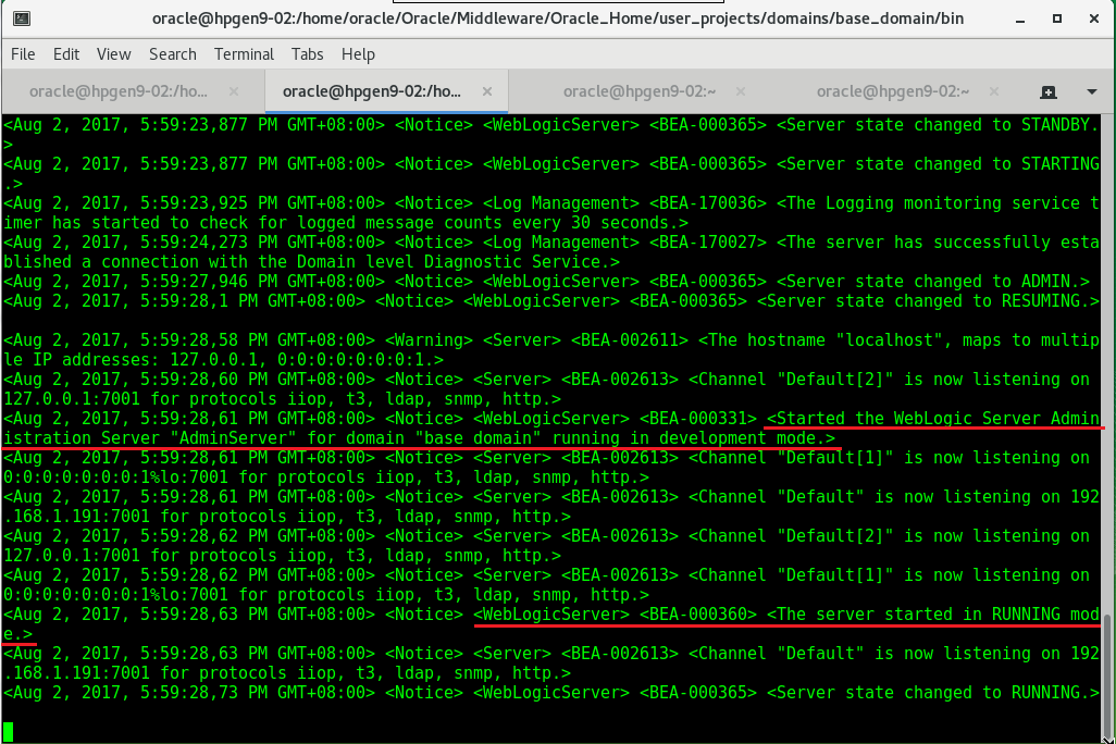 Starting the Administration Server Starting the Administration Server