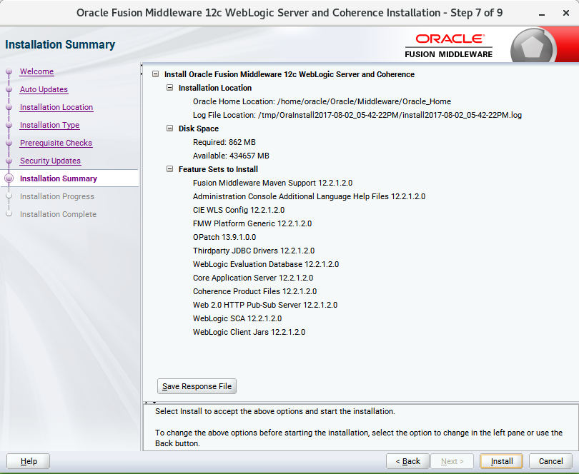 Installation Summary Installation Summary