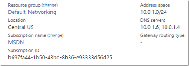 Azure Classic Virtual Network Settings Azure Classic Virtual Network Settings