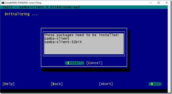 YaST Control Center - Samba Client Packages YaST Control Center - Samba Client Packages