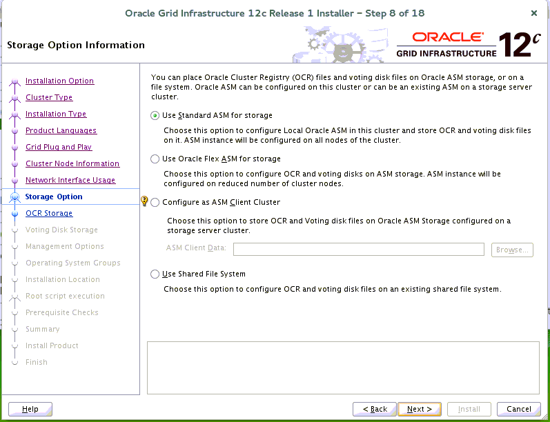 Storage Option Information Storage Option Information