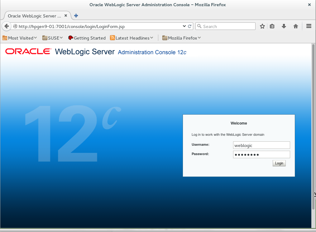 Oracle WebLogic Server Administration Console Oracle WebLogic Server Administration Console
