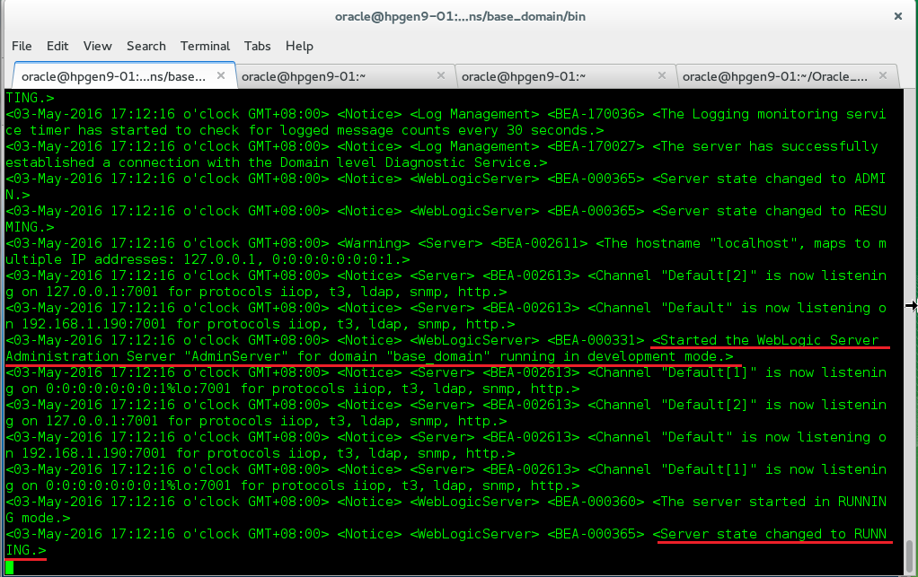 Starting the Administration Server Starting the Administration Server