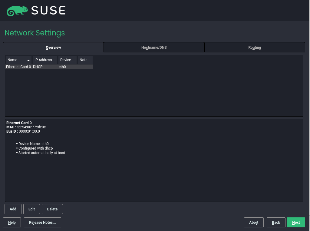 Network settings Network settings