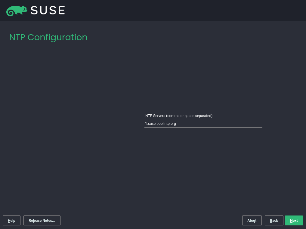 NTP configuration NTP configuration