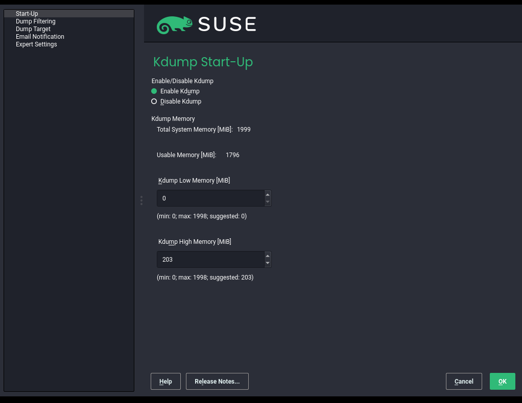 Kdump configuration Kdump configuration