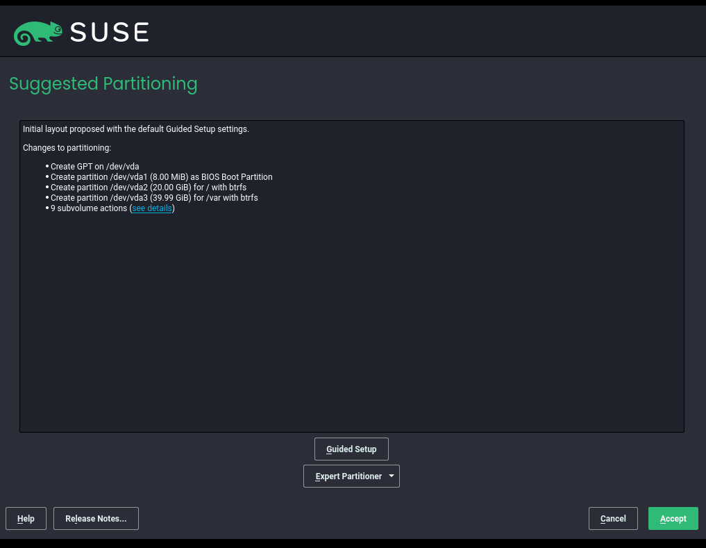 Suggested partitioning Suggested partitioning