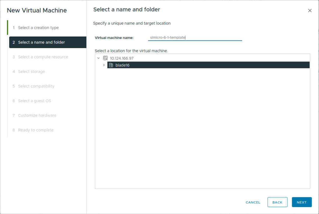 Selecting a location for the virtual machine Selecting a location for the virtual machine