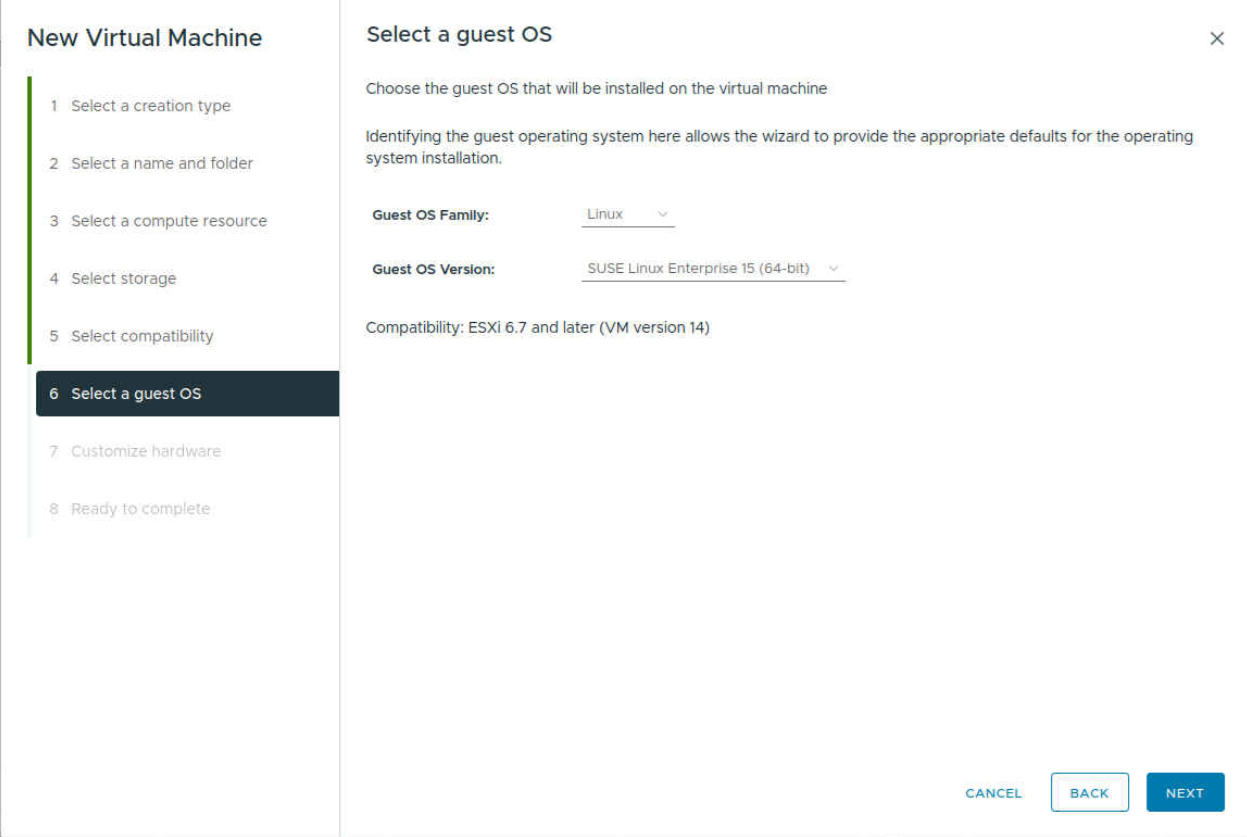 Selecting the guest operating system Selecting the guest operating system