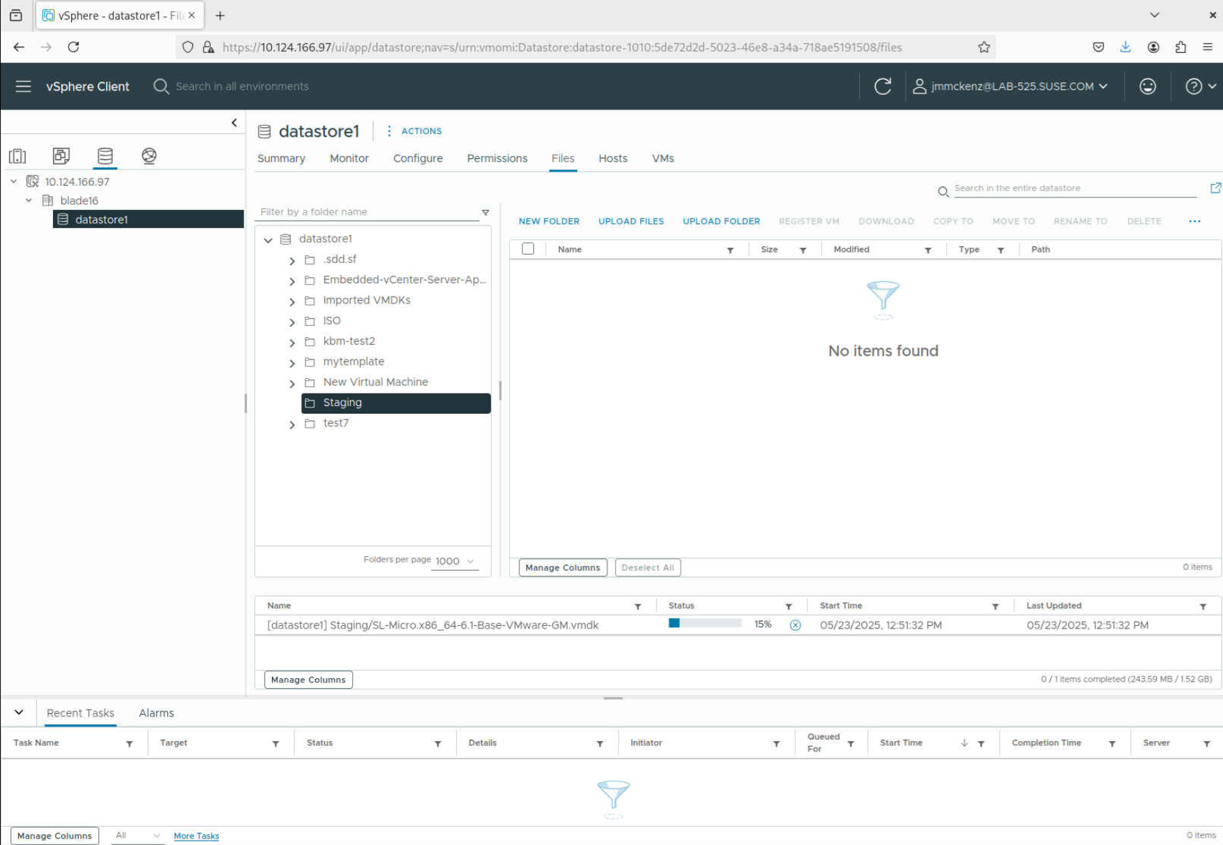 Uploading the image to the datastore staging area Uploading the image to the datastore staging area
