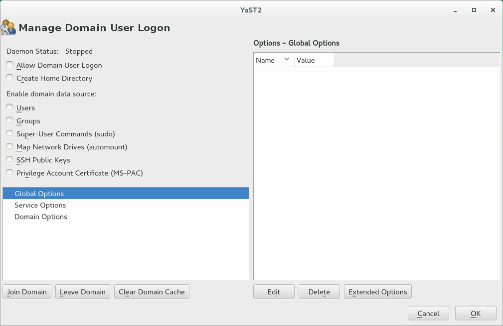 Configuration Window of User Logon Management