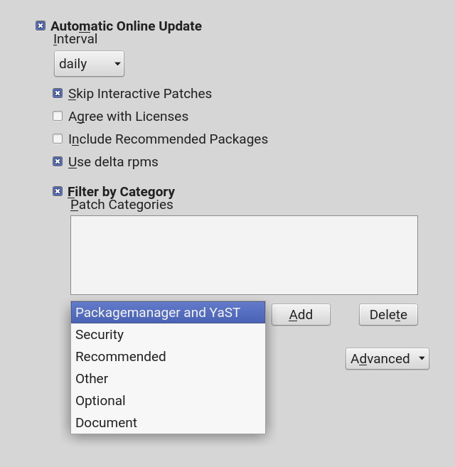 YaST Online Update Configuration