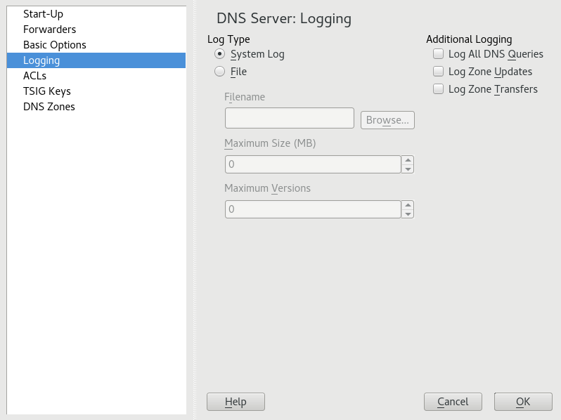 DNS server: logging