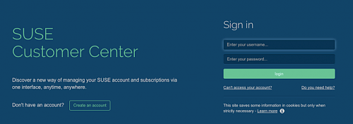 Log in to the SUSE Customer Center